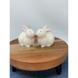 Vintage Sitting Up Bunny Rabbit Shaped Wax Figural Candles~2 EASTER SPRING DECOR